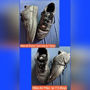 Boys Black NIKE Air Force 1 & Nike Air Max Fire Sneaker Shoes Size 7 & 7.5